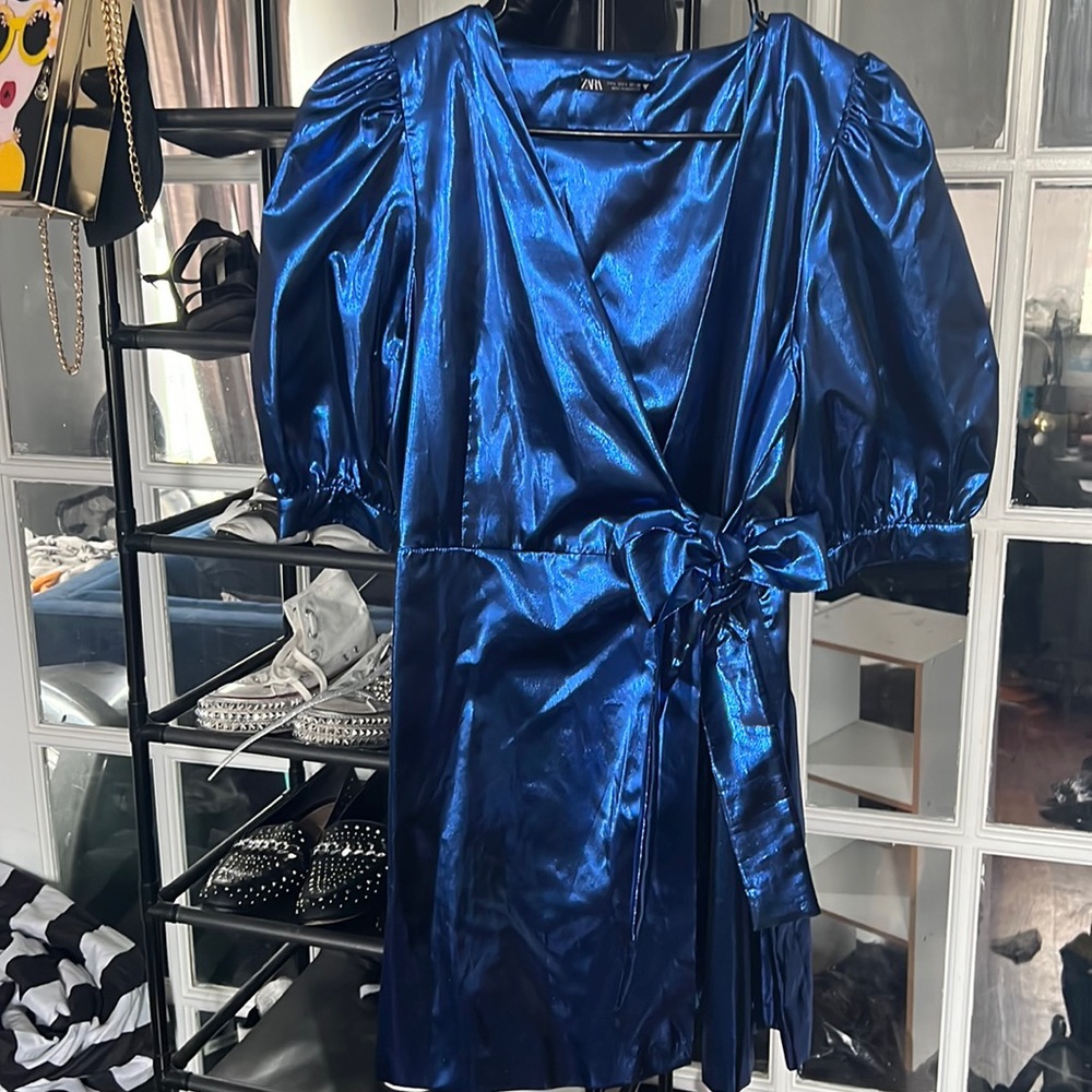 Zara Metallic Wrap Dress